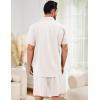 imageFlygo Men Cotton Linen Sets Outfits 2 Piece Summer Short Sleeve Shirt and Shorts Set Beach Wear Vacation OutfitWhite