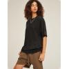 imageFlygo Men Oversized T Shirts Acid Washed Unisex Tee Loose Fit Short Sleeve Casual Streetwear Baggy Basic TopsBlack