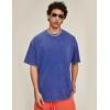 imageFlygo Men Oversized T Shirts Acid Washed Unisex Tee Loose Fit Short Sleeve Casual Streetwear Baggy Basic TopsBlue