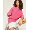 imageFlygo Men Oversized T Shirts Acid Washed Unisex Tee Loose Fit Short Sleeve Casual Streetwear Baggy Basic TopsRose