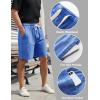 imageFlygo Mens 3 Pack Athletic Sweat Shorts Acid Washed Cotton Elastic Waist Drawstring Gym Workout Jogger Pants with PocketsBlackdarkgreyblue