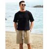 imageFlygo Mens 3 Pack Athletic Sweat Shorts Acid Washed Cotton Elastic Waist Drawstring Gym Workout Jogger Pants with PocketsBlackdarkgreykhaki