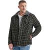 imageFlygo Mens Flannel Jacket Loose Plaid Sherpa Lined Flannel Shirt Snap Button Warm Winter Jackets Pockets02 Hooded Army Green