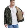 imageFlygo Mens Flannel Jacket Loose Plaid Sherpa Lined Flannel Shirt Snap Button Warm Winter Jackets Pockets02 Hooded Army Green