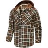 imageFlygo Mens Flannel Jacket Loose Plaid Sherpa Lined Flannel Shirt Snap Button Warm Winter Jackets Pockets02 Hooded Brown
