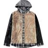 imageFlygo Mens Flannel Jacket Loose Plaid Sherpa Lined Flannel Shirt Snap Button Warm Winter Jackets Pockets02 Hooded Grey