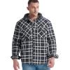 imageFlygo Mens Flannel Jacket Loose Plaid Sherpa Lined Flannel Shirt Snap Button Warm Winter Jackets Pockets02 Hooded Grey