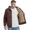 imageFlygo Mens Flannel Jacket Loose Plaid Sherpa Lined Flannel Shirt Snap Button Warm Winter Jackets Pockets02 Hooded Red Coffee