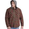 imageFlygo Mens Flannel Jacket Loose Plaid Sherpa Lined Flannel Shirt Snap Button Warm Winter Jackets Pockets02 Hooded Red Coffee