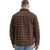 imageFlygo Mens Flannel Jacket Loose Plaid Sherpa Lined Flannel Shirt Snap Button Warm Winter Jackets PocketsCoffee