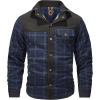 imageFlygo Mens Flannel Jacket Loose Plaid Sherpa Lined Flannel Shirt Snap Button Warm Winter Jackets PocketsDark Blue