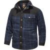imageFlygo Mens Flannel Jacket Loose Plaid Sherpa Lined Flannel Shirt Snap Button Warm Winter Jackets PocketsDark Blue