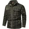 imageFlygo Mens Flannel Jacket Loose Plaid Sherpa Lined Flannel Shirt Snap Button Warm Winter Jackets PocketsDark Green