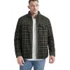 imageFlygo Mens Flannel Jacket Loose Plaid Sherpa Lined Flannel Shirt Snap Button Warm Winter Jackets PocketsDark Green