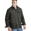 imageFlygo Mens Flannel Jacket Loose Plaid Sherpa Lined Flannel Shirt Snap Button Warm Winter Jackets PocketsDark Green