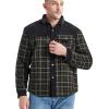 imageFlygo Mens Flannel Jacket Loose Plaid Sherpa Lined Flannel Shirt Snap Button Warm Winter Jackets PocketsGreen