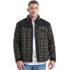 imageFlygo Mens Flannel Jacket Loose Plaid Sherpa Lined Flannel Shirt Snap Button Warm Winter Jackets PocketsGreen