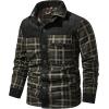 imageFlygo Mens Flannel Jacket Loose Plaid Sherpa Lined Flannel Shirt Snap Button Warm Winter Jackets PocketsGreen
