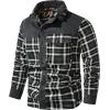 imageFlygo Mens Flannel Jacket Loose Plaid Sherpa Lined Flannel Shirt Snap Button Warm Winter Jackets PocketsGrey