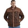 imageFlygo Mens Flannel Jacket Loose Plaid Sherpa Lined Flannel Shirt Snap Button Warm Winter Jackets PocketsRed Coffee
