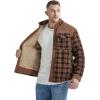 imageFlygo Mens Flannel Jacket Loose Plaid Sherpa Lined Flannel Shirt Snap Button Warm Winter Jackets PocketsRed Coffee