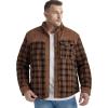 imageFlygo Mens Flannel Jacket Loose Plaid Sherpa Lined Flannel Shirt Snap Button Warm Winter Jackets PocketsRed Coffee