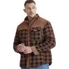 imageFlygo Mens Flannel Jacket Loose Plaid Sherpa Lined Flannel Shirt Snap Button Warm Winter Jackets PocketsRed Coffee