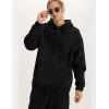imageFlygo Mens Hoodie Oversized Fleece Pullover Fashion Hoodies Casual Long Sleeve Hooded Sweatshirt StreetwearBlack