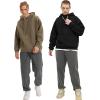 imageFlygo Mens Hoodie Oversized Fleece Pullover Fashion Hoodies Casual Long Sleeve Hooded Sweatshirt StreetwearCoffee