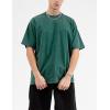 imageFlygo Mens Oversized TShirts Vintage 280G Heavy Cotton Streetwear Short Sleeve Solid Basic Tee Shirt Acid Wash Tops Dark Green