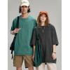 imageFlygo Mens Oversized TShirts Vintage 280G Heavy Cotton Streetwear Short Sleeve Solid Basic Tee Shirt Acid Wash Tops Dark Green