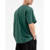 imageFlygo Mens Oversized TShirts Vintage 280G Heavy Cotton Streetwear Short Sleeve Solid Basic Tee Shirt Acid Wash Tops Dark Green
