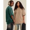imageFlygo Mens Oversized TShirts Vintage 280G Heavy Cotton Streetwear Short Sleeve Solid Basic Tee Shirt Acid Wash TopsBeige