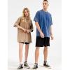 imageFlygo Mens Oversized TShirts Vintage 280G Heavy Cotton Streetwear Short Sleeve Solid Basic Tee Shirt Acid Wash TopsBeige