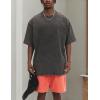 imageFlygo Mens Oversized TShirts Vintage 280G Heavy Cotton Streetwear Short Sleeve Solid Basic Tee Shirt Acid Wash TopsDark Grey