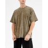 imageFlygo Mens Oversized TShirts Vintage 280G Heavy Cotton Streetwear Short Sleeve Solid Basic Tee Shirt Acid Wash TopsGrey Green
