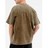 imageFlygo Mens Oversized TShirts Vintage 280G Heavy Cotton Streetwear Short Sleeve Solid Basic Tee Shirt Acid Wash TopsGrey Green