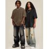 imageFlygo Mens Oversized TShirts Vintage 280G Heavy Cotton Streetwear Short Sleeve Solid Basic Tee Shirt Acid Wash TopsGrey Green