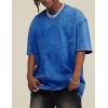 imageFlygo Mens Oversized TShirts Vintage 280G Heavy Cotton Streetwear Short Sleeve Solid Basic Tee Shirt Acid Wash TopsLight Blue