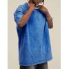 imageFlygo Mens Oversized TShirts Vintage 280G Heavy Cotton Streetwear Short Sleeve Solid Basic Tee Shirt Acid Wash TopsLight Blue