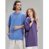 imageFlygo Mens Oversized TShirts Vintage 280G Heavy Cotton Streetwear Short Sleeve Solid Basic Tee Shirt Acid Wash TopsLight Blue