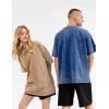 imageFlygo Mens Oversized TShirts Vintage 280G Heavy Cotton Streetwear Short Sleeve Solid Basic Tee Shirt Acid Wash TopsNavy Blue