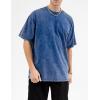 imageFlygo Mens Oversized TShirts Vintage 280G Heavy Cotton Streetwear Short Sleeve Solid Basic Tee Shirt Acid Wash TopsNavy Blue