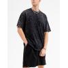 imageFlygo Mens Oversized Vintage TShirts Cotton Streetwear Short Sleeve Solid Basic Tee Shirt Acid Wash Hip Hop Tops Black