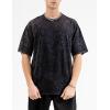 imageFlygo Mens Oversized Vintage TShirts Cotton Streetwear Short Sleeve Solid Basic Tee Shirt Acid Wash Hip Hop Tops Black