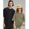 imageFlygo Mens Oversized Vintage TShirts Cotton Streetwear Short Sleeve Solid Basic Tee Shirt Acid Wash Hip Hop Tops Black