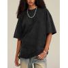imageFlygo Mens Oversized Vintage TShirts Cotton Streetwear Short Sleeve Solid Basic Tee Shirt Acid Wash Hip Hop Tops Black