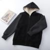imageFlygo Unisex Boys Girls Fleece Jacket Hoodie Sherpa Lined Zip Up Hooded Sweatshirt Kids Winter JacketsBlack Grey