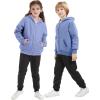 imageFlygo Unisex Boys Girls Fleece Jacket Hoodie Sherpa Lined Zip Up Hooded Sweatshirt Kids Winter JacketsLight Blue