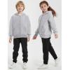 imageFlygo Unisex Boys Girls Fleece Jacket Hoodie Sherpa Lined Zip Up Hooded Sweatshirt Kids Winter JacketsLight Grey